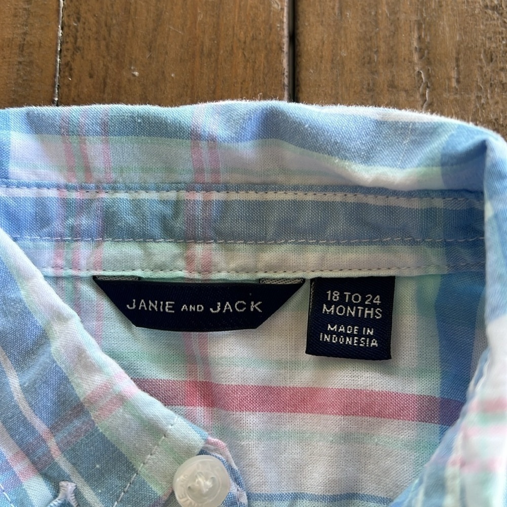 Janie and jack pastel plaid button down - Picture 3 of 5